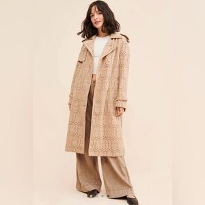 FARM Rio Pineapple Cotton Eyelet Trench Coat